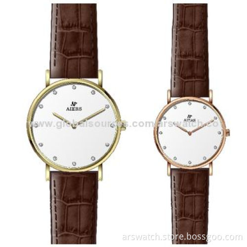 Fashion Design Watch for Unisex, Alloy Case, PU Leather Strap